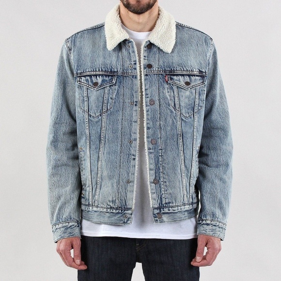 levi's mens type 3 sherpa trucker jacket fine line sherpa